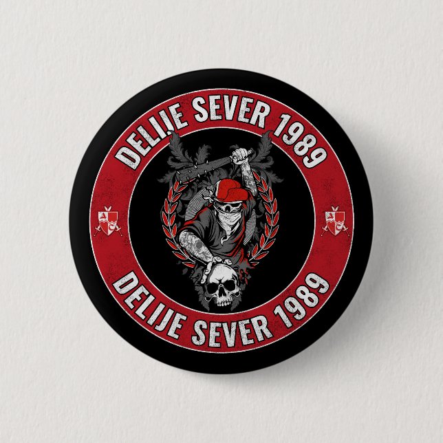 Delije Sever 1989 Crveno Beli Zvezda  2 Inch Round Button (Front)