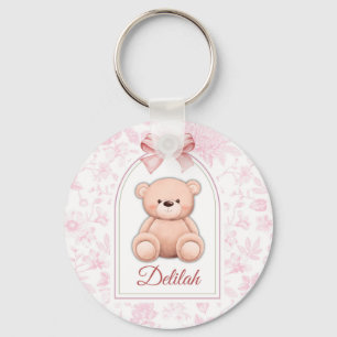 Delilah   Custom Pink Teddy Bear Nursery Design  Keychain