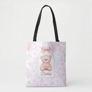 Delilah   Custom Pink Teddy Bear Nursery Design  Tote Bag