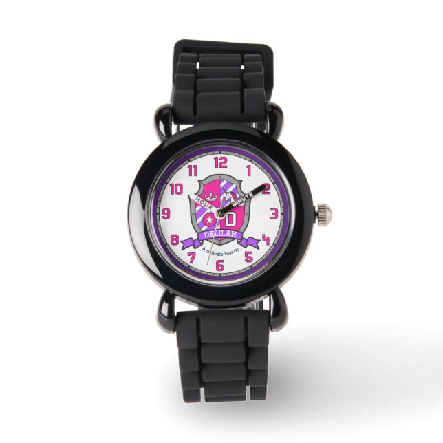 Delilah girls name meaning letter D unicorn pink Watch (Front)