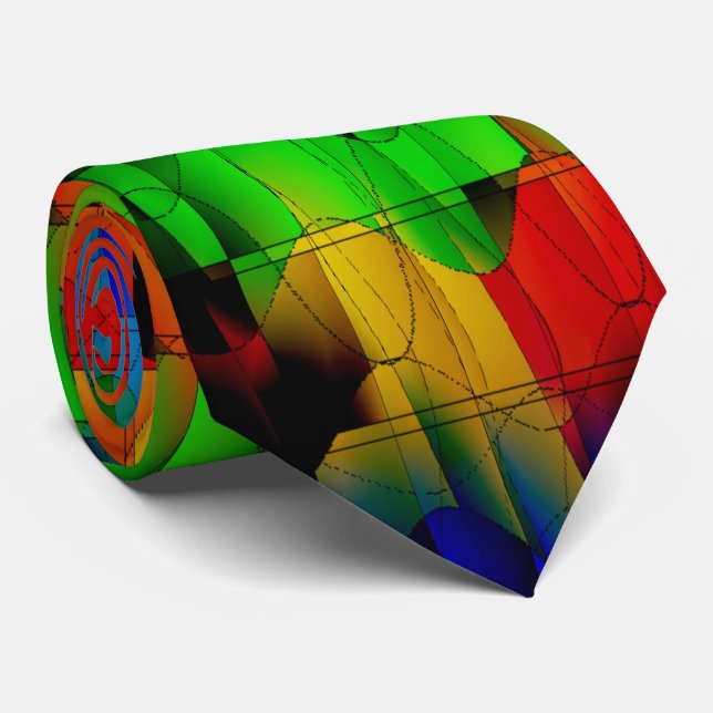 Delirium cool colourful modern abstract art tie (Rolled)