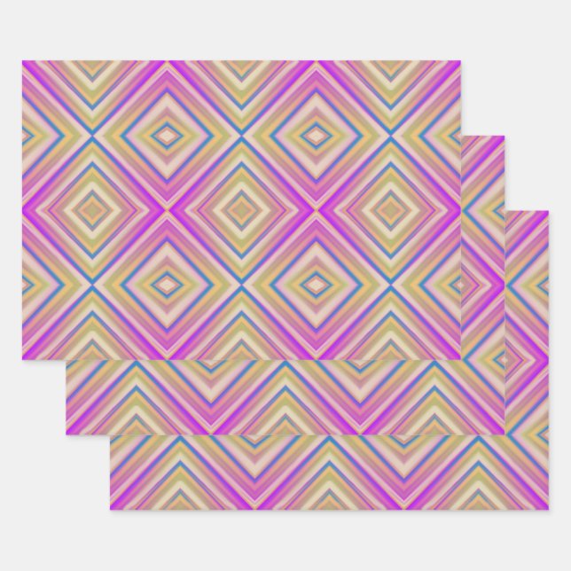 Delish Purple Alternative Diamond Pattern Wrapping Paper Sheet (Set)
