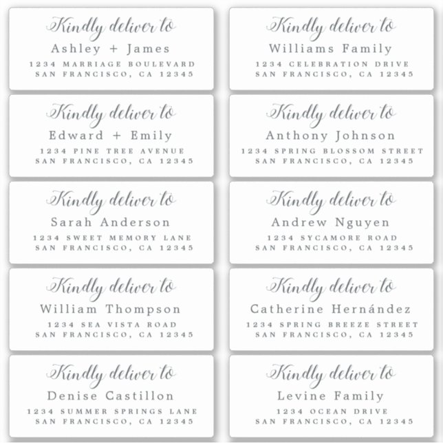 Deliver to Calligraphy Wedding Guest Address (Front)