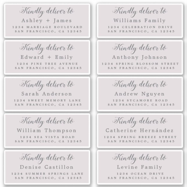 Deliver to Calligraphy Wedding Guest Address Label (Front)