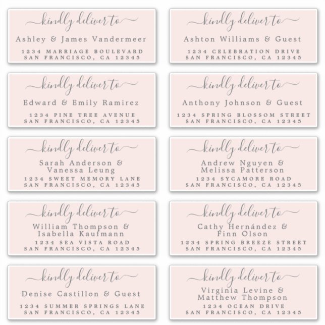 Deliver to Calligraphy Wedding Guest Address Label (Front)