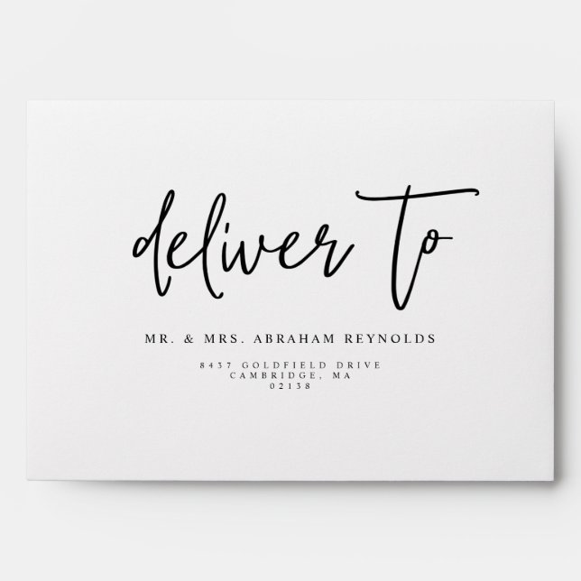 Deliver To Script Wedding Address Label Envelope (Front)