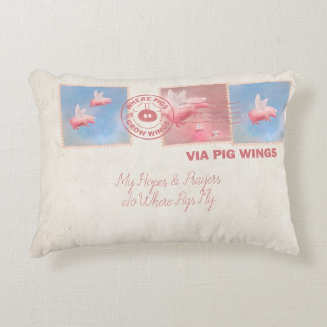 Deliver Yourself-Flying Pig Postage Accent Pillow (Front)