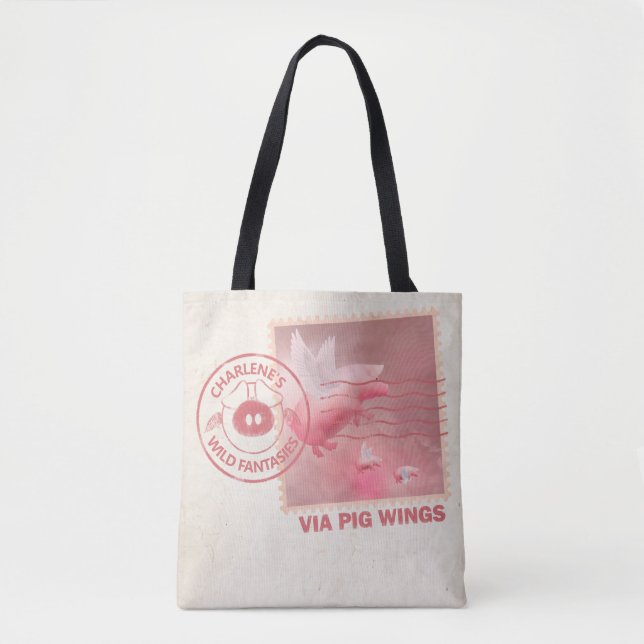 Deliver Yourself-Flying Pig Postage Tote Bag (Front)