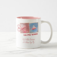 Deliver Yourself-Flying Pig Postage Two-Tone Coffe