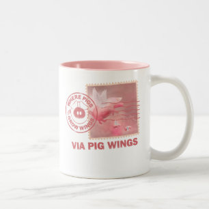 Deliver Yourself-Flying Pig Postage Two-Tone Coffee Mug