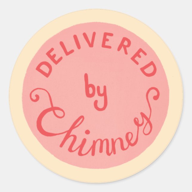 Delivered by Chimney retro pink Christmas sticker  (Front)
