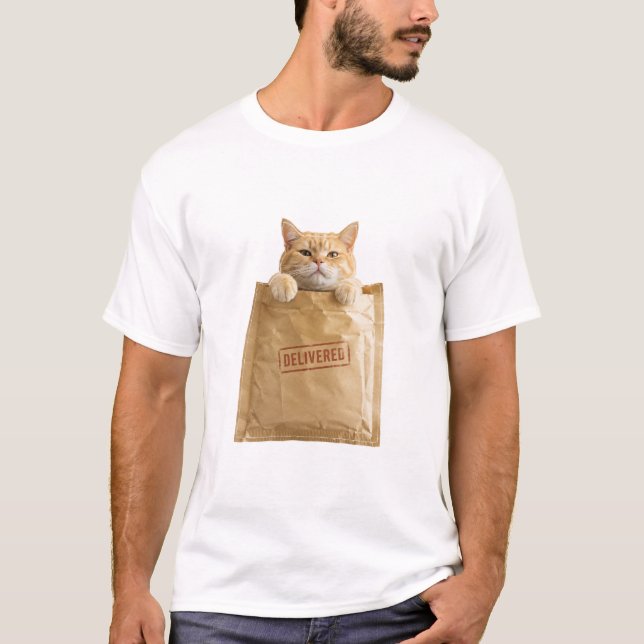 Delivered Cat Parcel Surprise T-Shirt (Front)