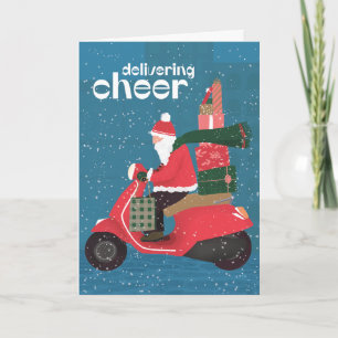 Delivering Cheer Santa Scooter Greeting Card