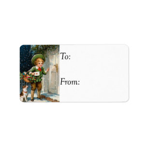 Delivering Christmas Cards Vintage Gift Tag