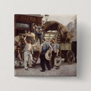 Delivering Flour, 1885 2 Inch Square Button