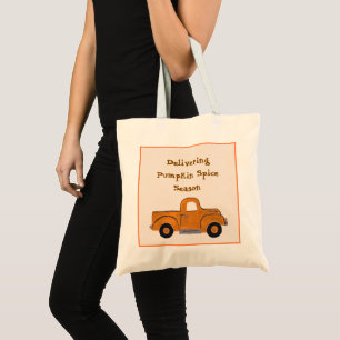 Delivering Pumpkin Spice Season Handpainted Truck Tote Bag