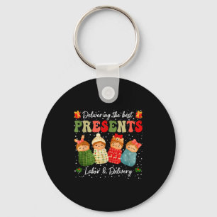 Delivering The Baby Labor Delivery Nurse Christmas Keychain