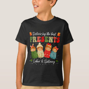 Delivering The Baby Labor Delivery Nurse Christmas T-Shirt