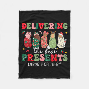 Delivering The Labor Delivery Nurse Christmas  Fleece Blanket