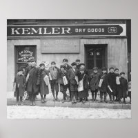 Delivering the Sunday Papers, 1909. Vintage Photo