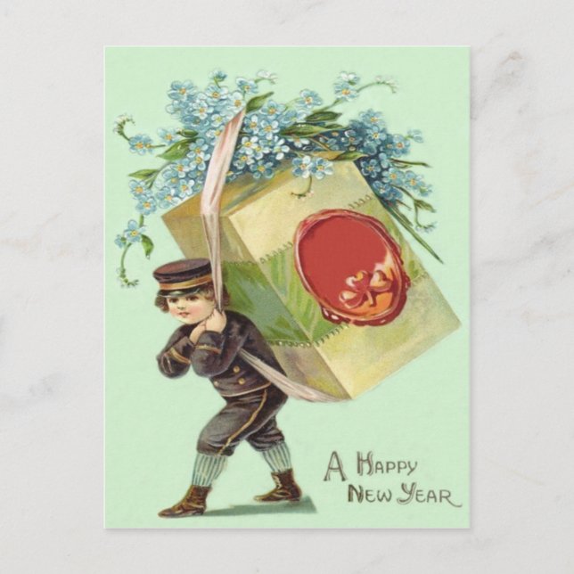 Delivery Boy Forget-Me-Nots Seal Package Postcard (Front)