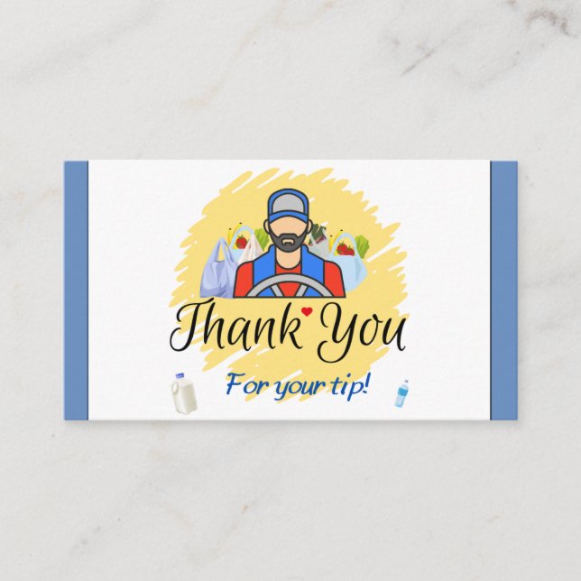 Delivery Driver Customer Thank you for Tip Calling Card (Front)