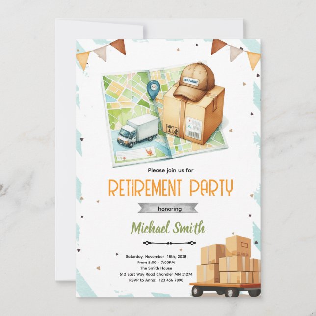 Delivery driver retirement invitation (Front)