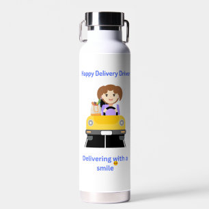Delivery Driver Woman Delivers Groceries Water Bottle