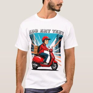 Delivery Rider on Modern Scooter T-Shirt
