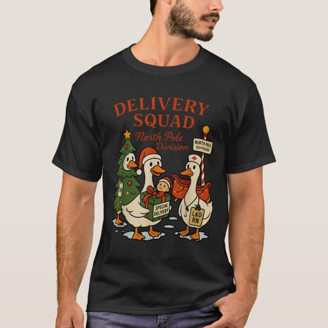 Delivery Squad Labor And Delivery Nurse Christmas  T-Shirt (Front)