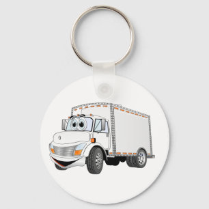 Delivery Truck White Cartoon Keychain