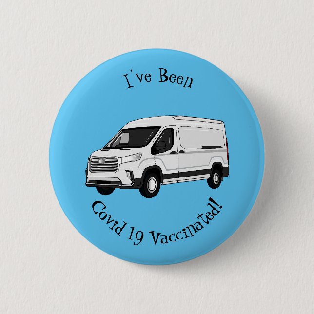Delivery van cartoon illustration 2 inch round button (Front)