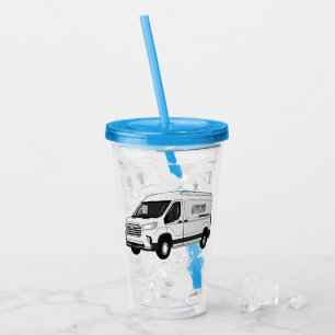 Delivery van cartoon illustration acrylic tumbler