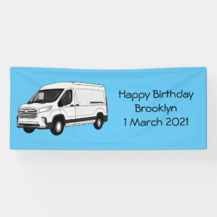 Delivery van cartoon illustration banner