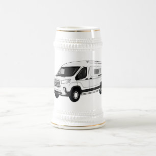 Delivery van cartoon illustration beer stein