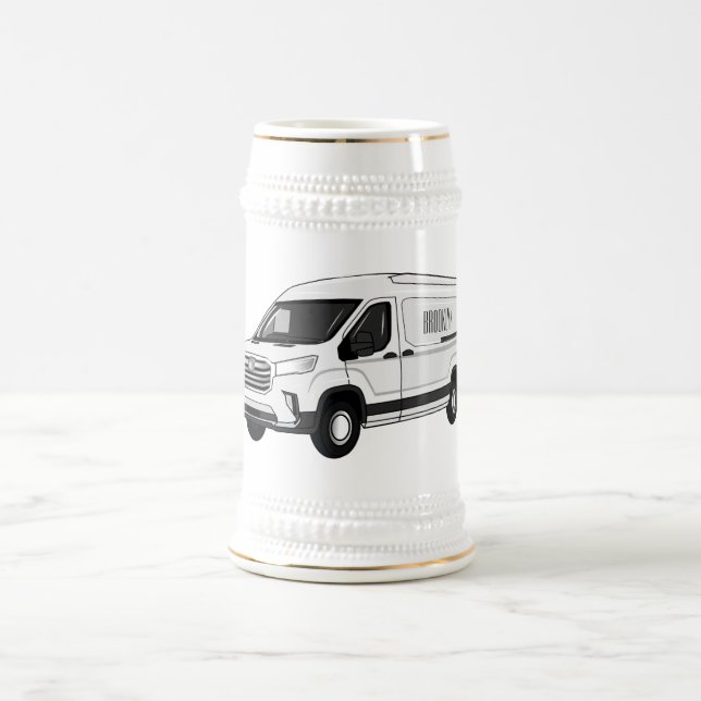 Delivery van cartoon illustration beer stein (Center)