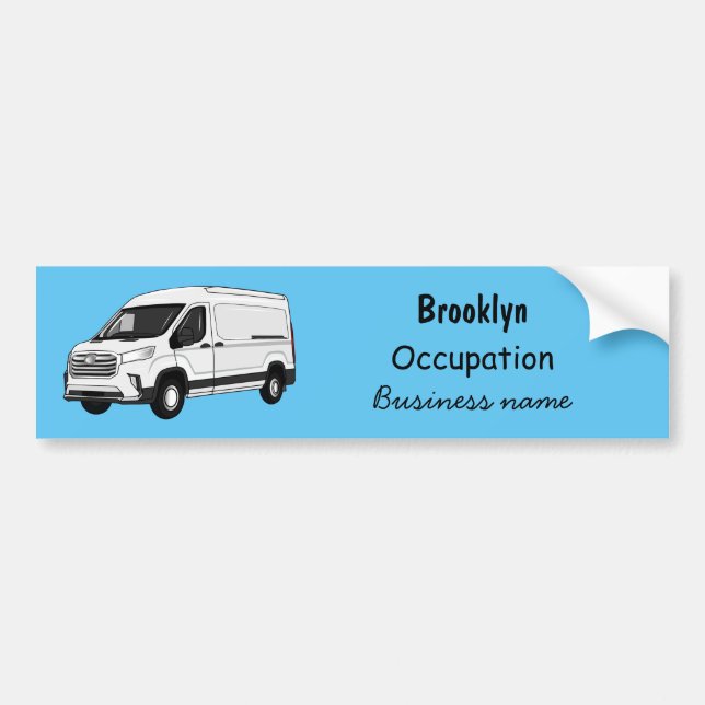 Delivery van cartoon illustration bumper sticker (Front)