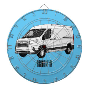 Delivery van cartoon illustration dartboard