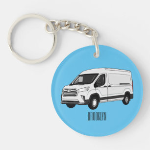 Delivery van cartoon illustration keychain