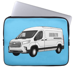 Delivery van cartoon illustration laptop sleeve
