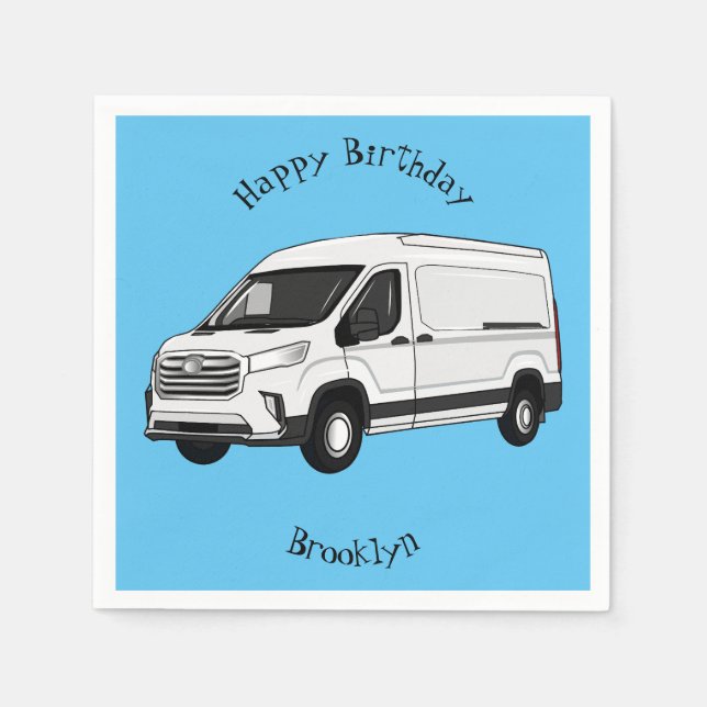 Delivery van cartoon illustration napkin (Front)