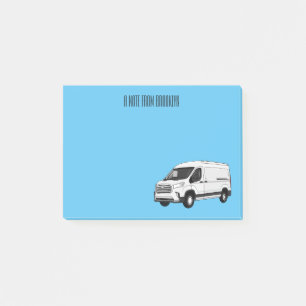 Delivery van cartoon illustration post-it notes