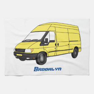 Delivery van illustration kitchen towel