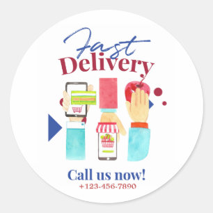 Delivery Watercolor Classic Round Sticker