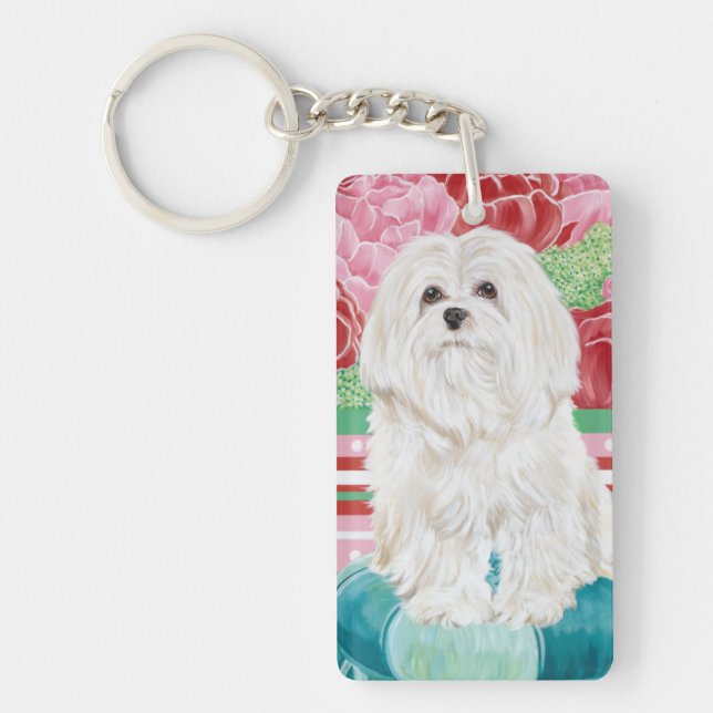 Della Rose Maltese Keychain (Front)