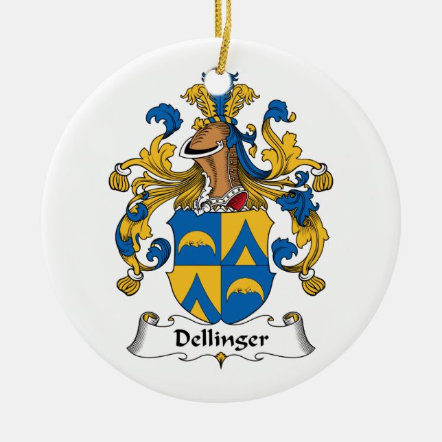 Dellinger Family Crest Ceramic Ornament (Front)