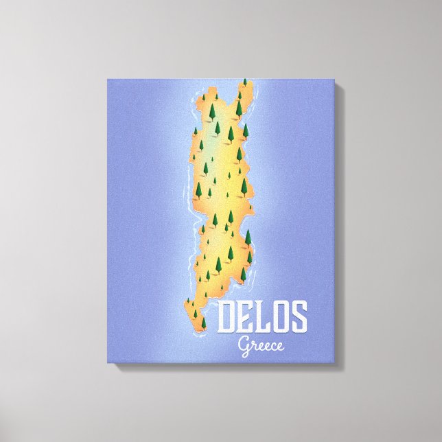 Delos Greece Map travel poster Canvas Print (Front)