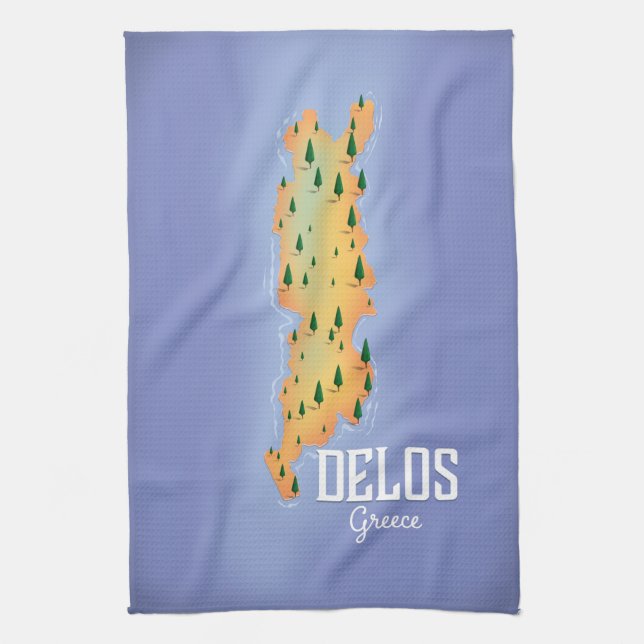 Delos Greece Map travel poster Kitchen Towel (Vertical)