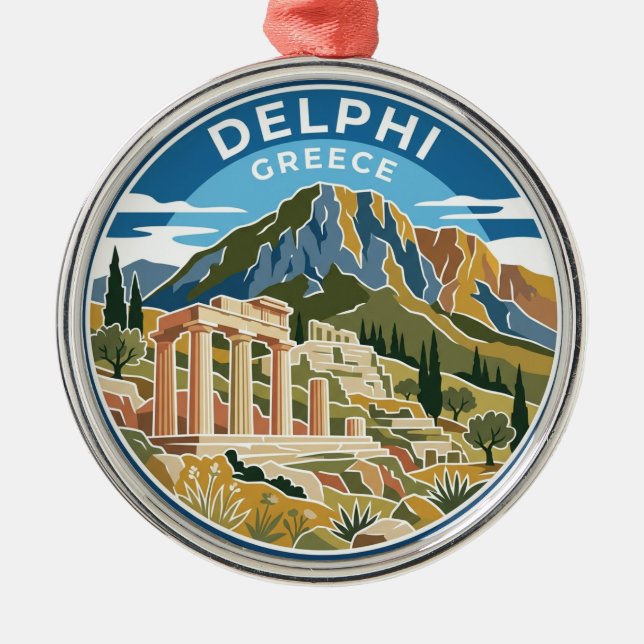 Delphi Greece Metal Ornament (Front)
