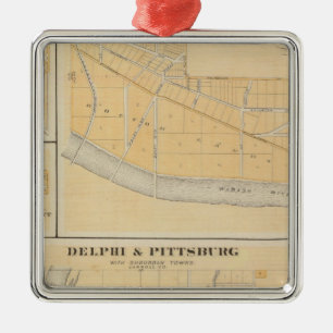 Delphi & Pittsburg with suburban towns Metal Ornament